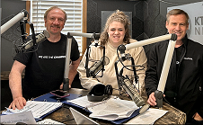 KTLF morning host Rick McConnell,  KTLF Production Coordinator Whitney Hawk and Faron Dice