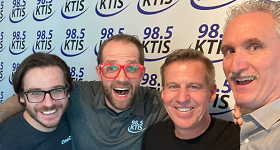 KTIS-FM/Minneapolis: KTIS-FM (Minneapolis) and Life 97.9 (Fargo) simultaneously aired a two-day event on May 12-13 and were able to find over 400 new Child Champions (sponsors) for children living in extreme poverty, through the ministry OneChild. L-R: From NW Media's Life 107.1 in Des Moines, Taylor Hohulin, Andy Yousa, OneChild's Faron Dice and Dave St. John. 